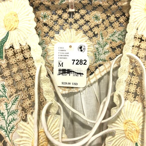 Free People Chain Of Daisies Tunic Mini Dress Size M $228 - Picture 7 of 7